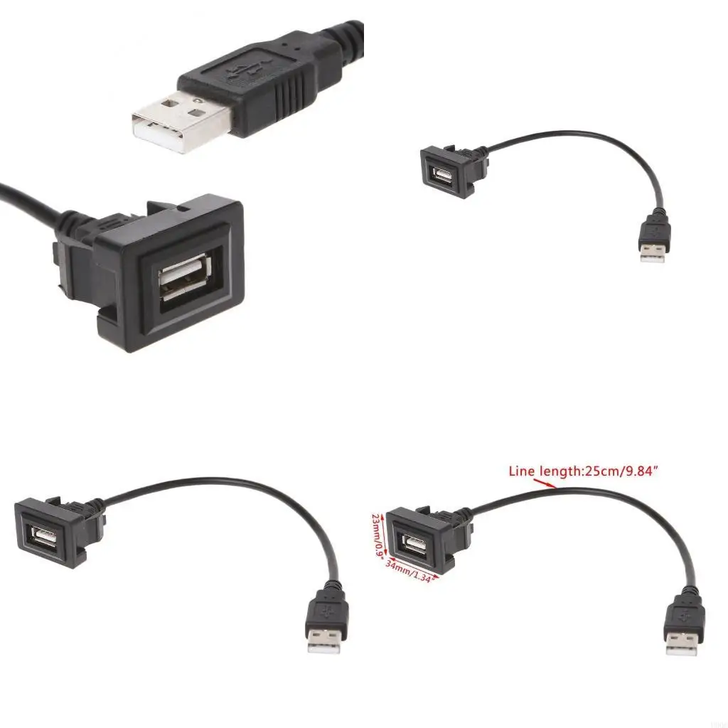 AUX USB Port Cable 12-24V Cord Wire USB Charging Adapter for