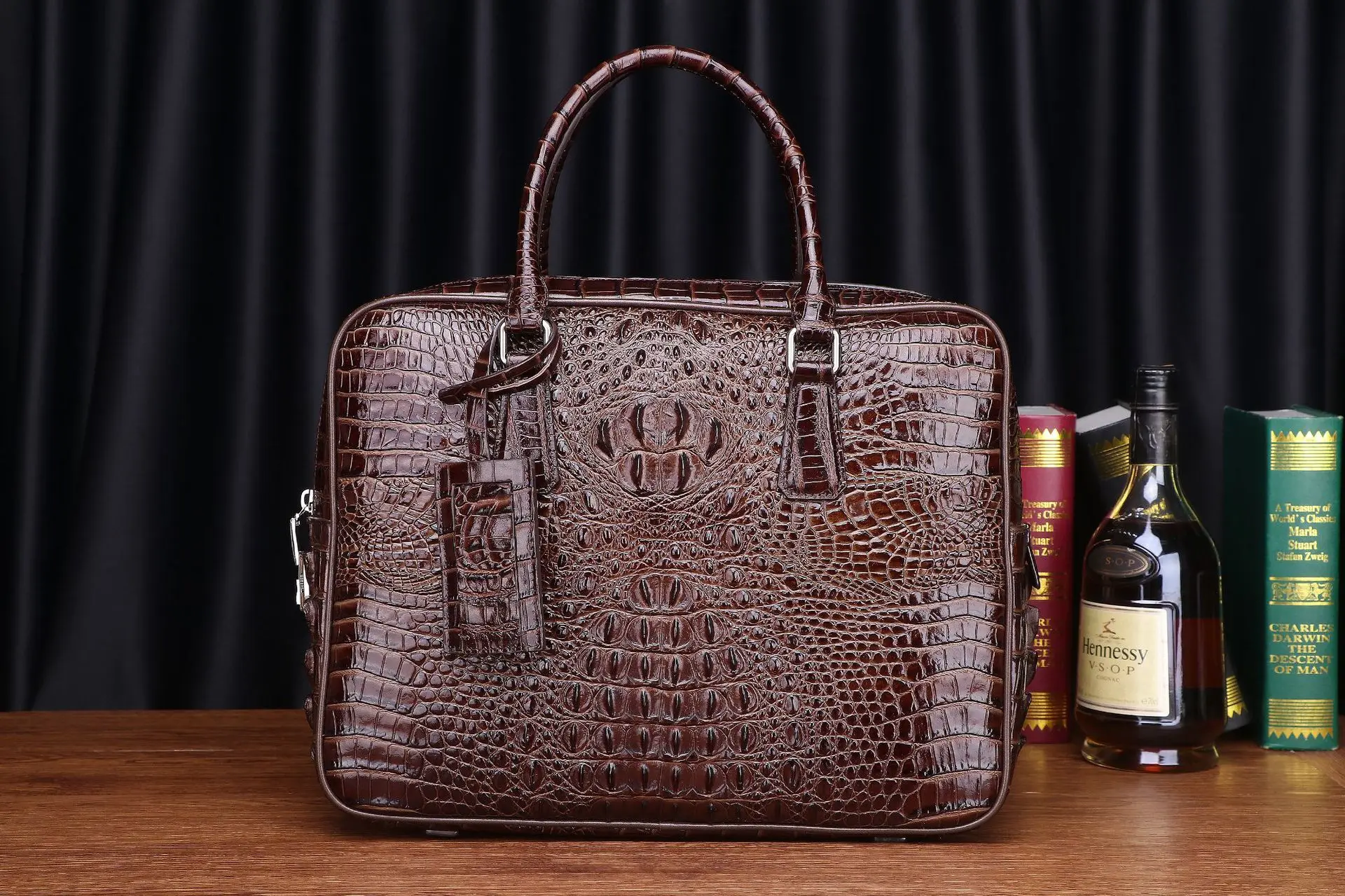 2026 New Cow Leather Laptop Bags Alligator Genuine Leather Men's Briefcase Brand Crocodile Pattern Travel Messenger Computer Bag