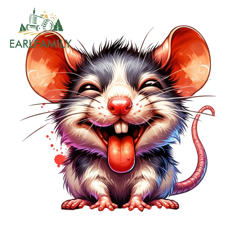 EARLFAMILY Super Cute Cartoon Mouse Car Stickers Creative Artistic Rearview Mirror Trunk Decal Waterproof Exterior Accessories