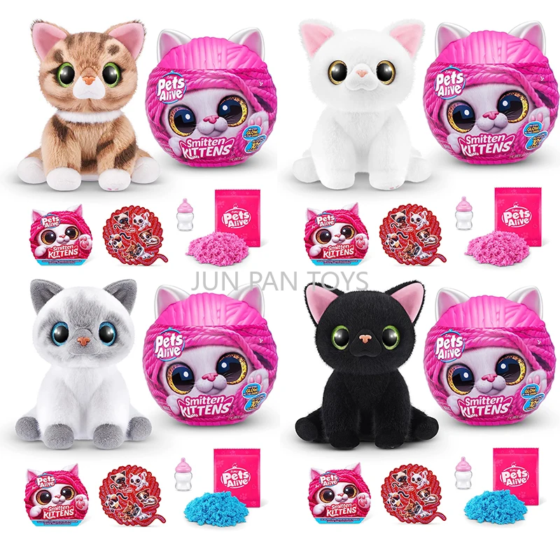 Original Zuru Pets Alive Smitten Kittens Kawaii Surprise Soft Plush Toy Interactive Nurture Play Girl Birthday Gifts Blind Box