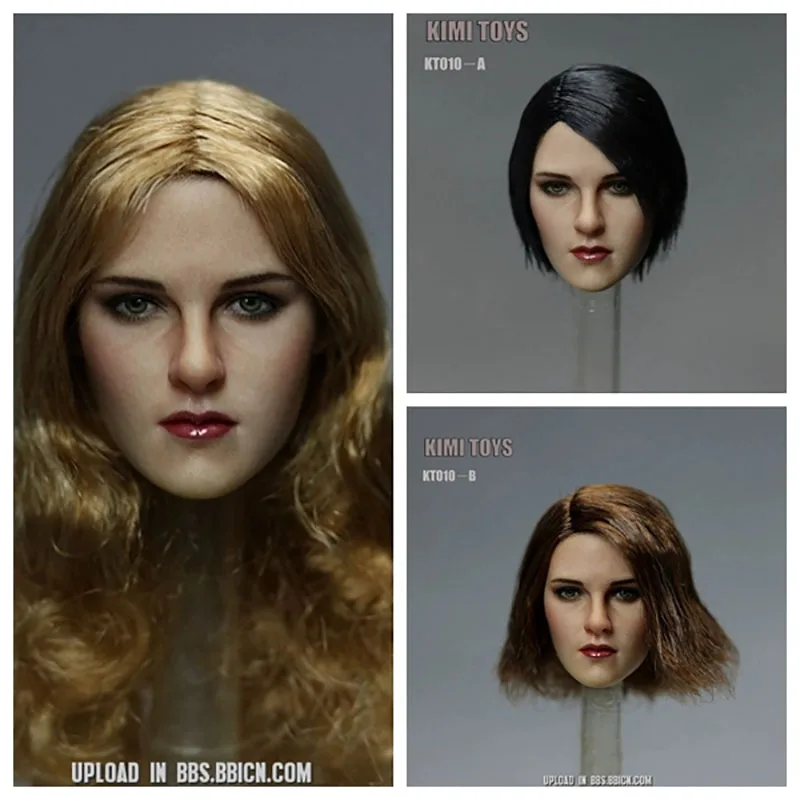 

1/6 Scale KIMI TOYS KT010 Female European American Brown Long Hair Girl Head Sculpt Fit 12'' TBLeague Phicen Body Action Figure