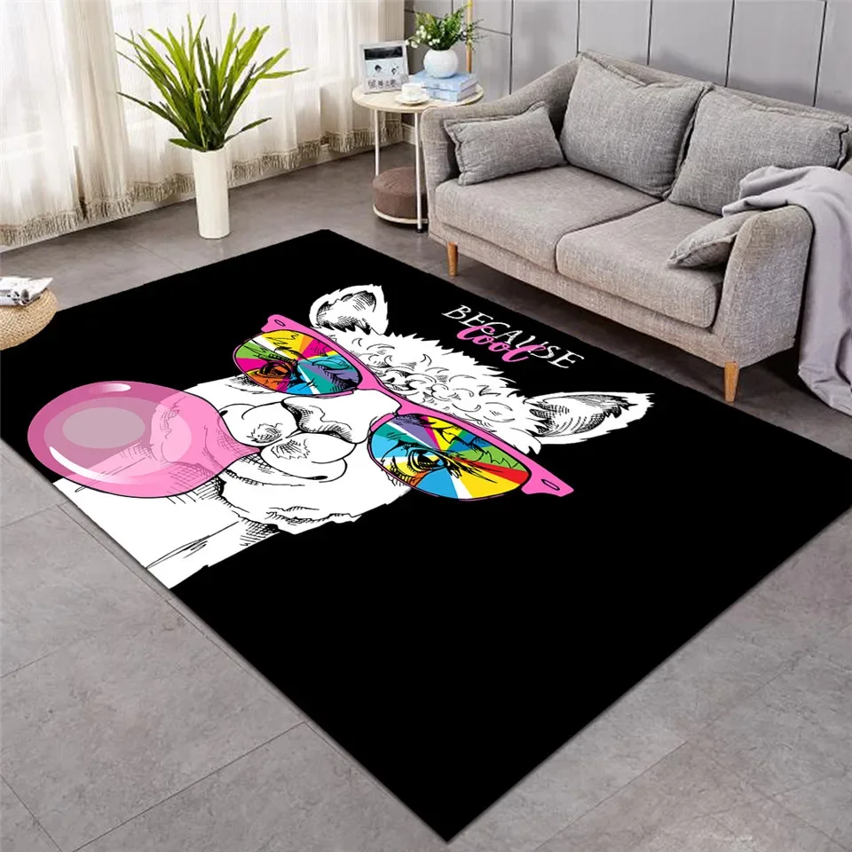 Llama Alpaca Carpet Funny Animal Area Rugs for Living Room Doormat Non Slip Floor Mats Children Crawling Rug Home Decorations