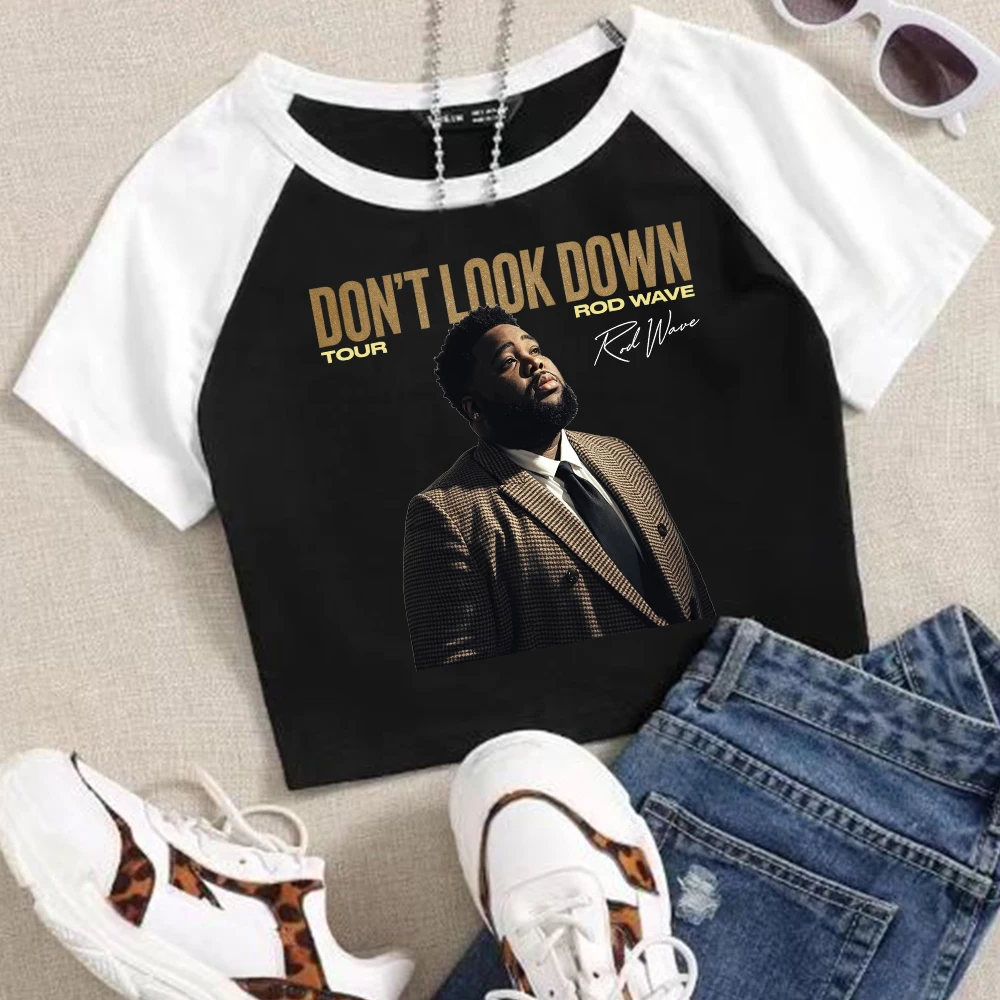 Rod Wave Dont Look Down Tour 2026 Crop Raglan Tee Rod Wave Music Merch Streetwear Crop Tee