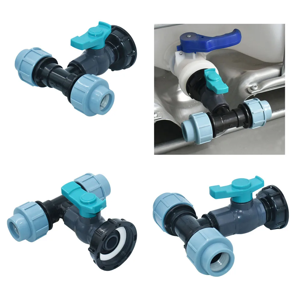 IBC Tank Tap Adapter S60 x 20mm 25mm 32mm Tee Water Splitter DN15 DN20 DN25 Plastic PE Tube T-Shape Connector