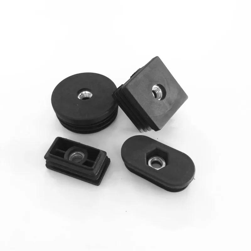 4Pcs M8 Plastic Meubilair Been Pijp Gat Stekkers Met Moer Zwart Blanking End Cover Stoel Been Caps Protector Meubels accessoires