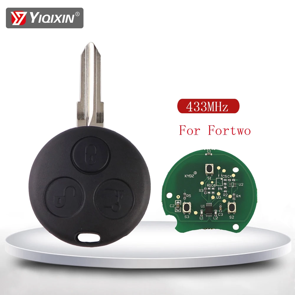 YIQIXIN Remote Car Key For Benz Smart Fortwo Roadster 450 Forfour 451 City Coupe Cabrio 1998-2006 433MHz 3 Button Shell Fob Case