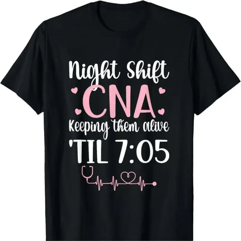 Cotton Night Shift Cna T Shirt Casual Crew Neck With