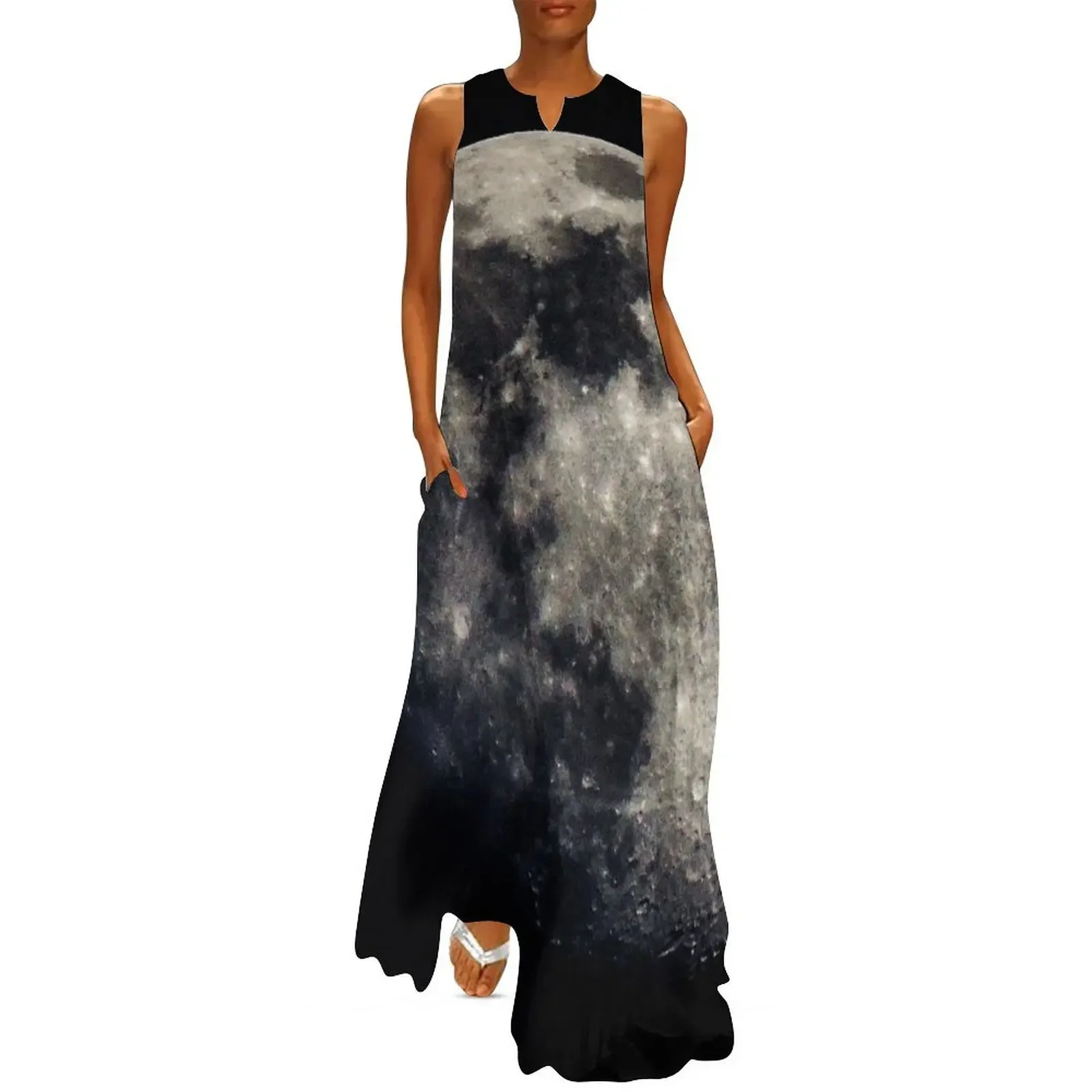 

3/4 Black and White Moon Long Dress sexy short dresses daring prom dresses elegant dress Dress