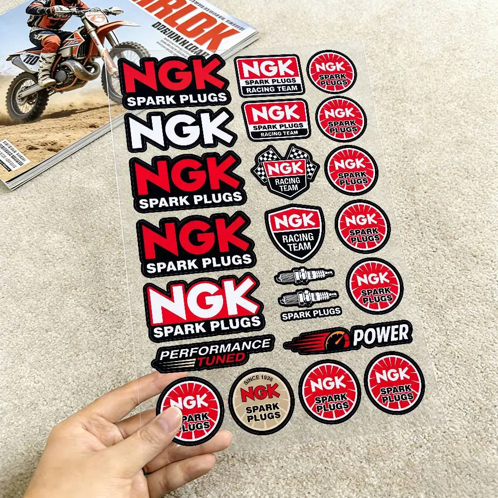 For NGK Motorcycle Reflective Stickers Waterproof Decals for Helmet Scooter Fuel Tank Toolbox Racing