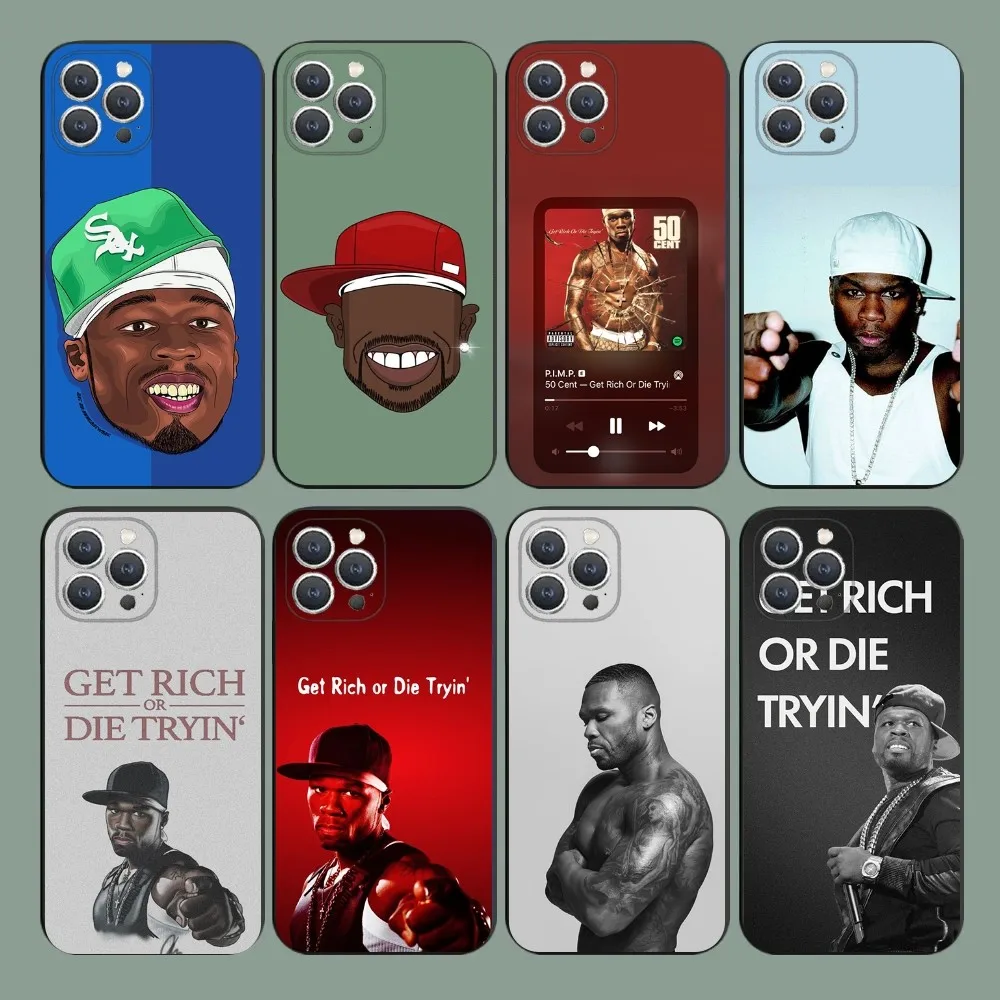

50 Cent Rapper Phone Case For iPhone 16,15,14,13,12,11,Plus,Pro Max,XS,X,XR,SE,Mini,8,7 Soft Silicone Black Cover