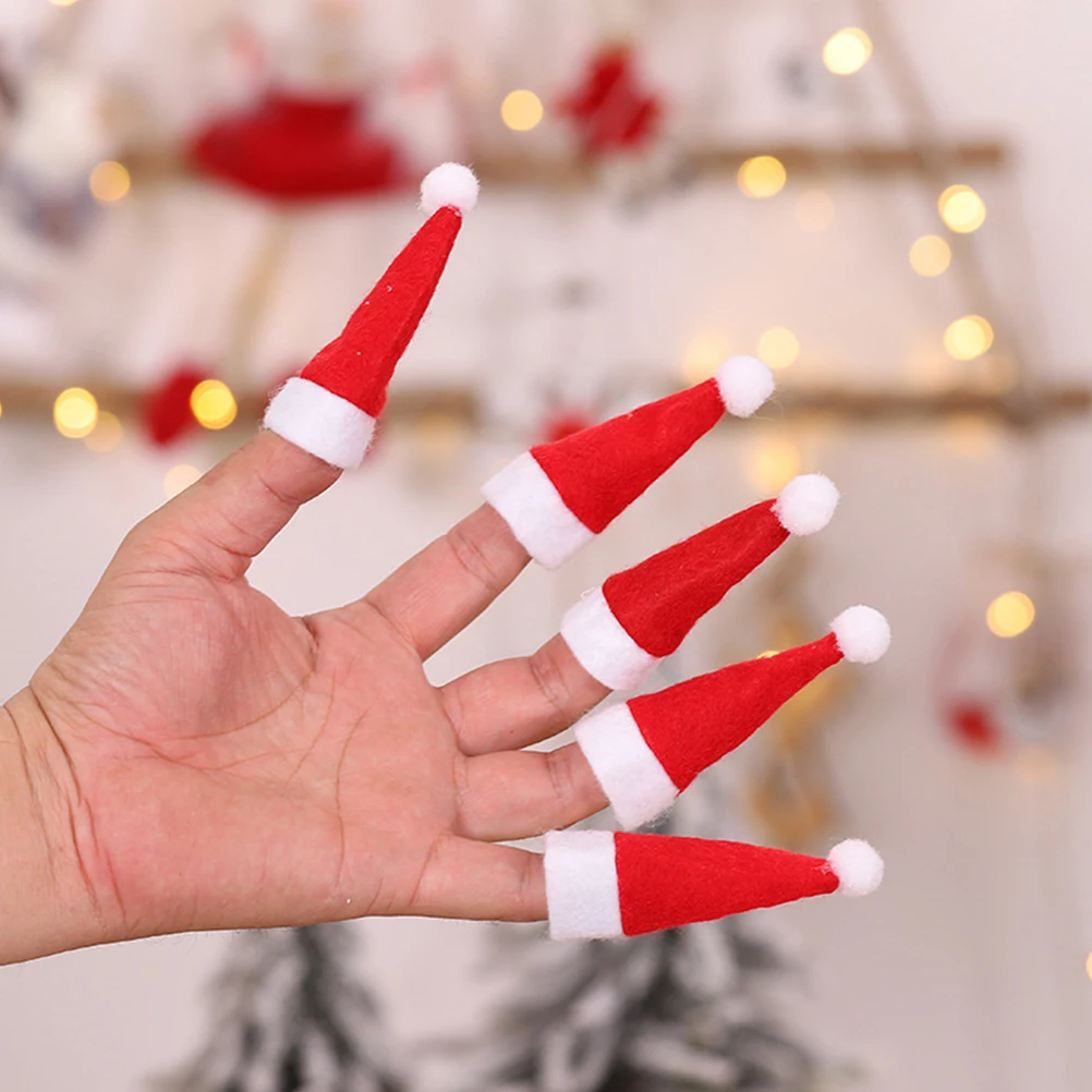 

10Pcs Christmas Mini Santa Hats Lollipop Candy Covers Miniature Holiday Party Supplies Mini Christmas Hat Candy Cover