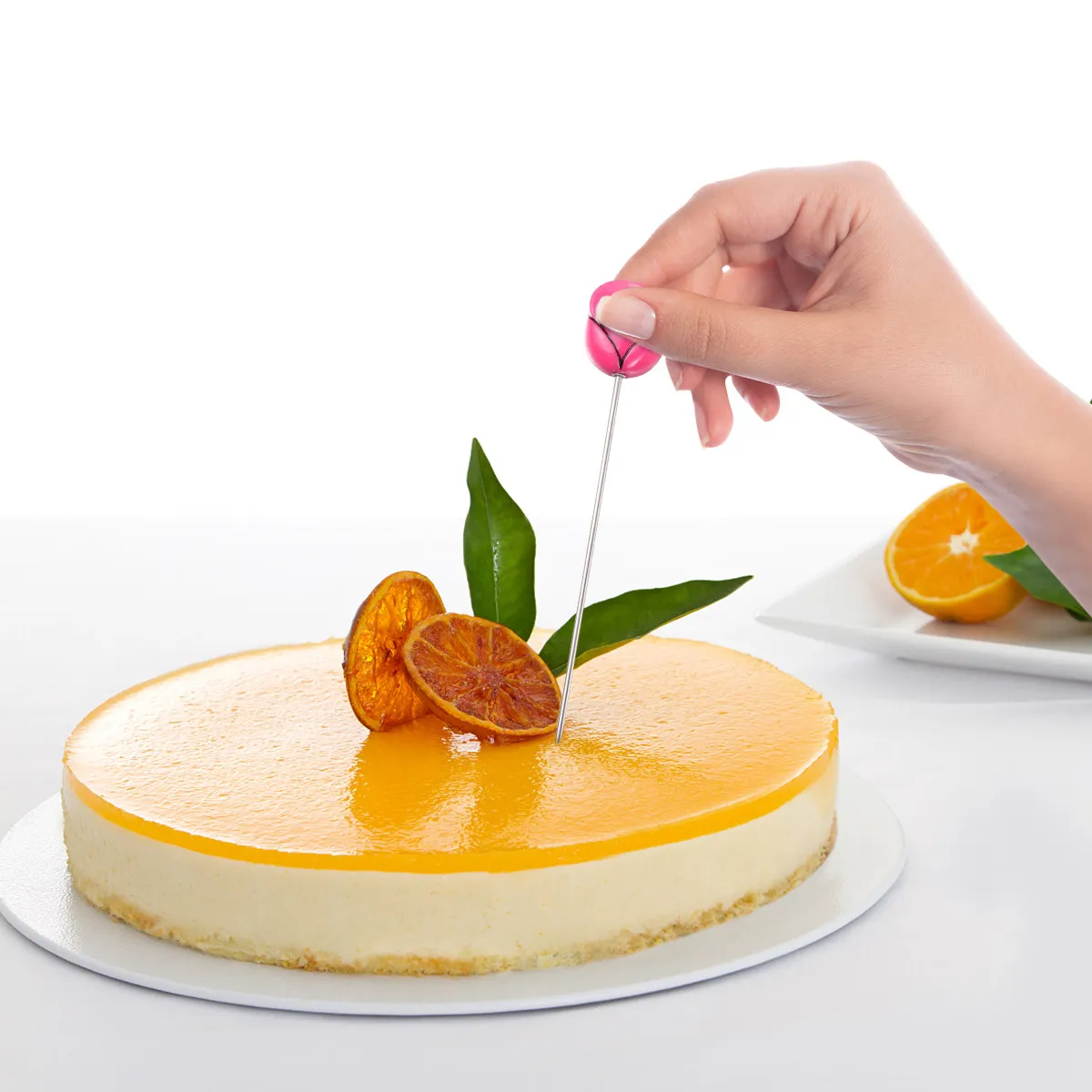 2Pcs Professional Stainless Steel Cake Test Pin with Decorative Rose Head Strong Grip for Oven Baking Testing Cake Bread Muffin