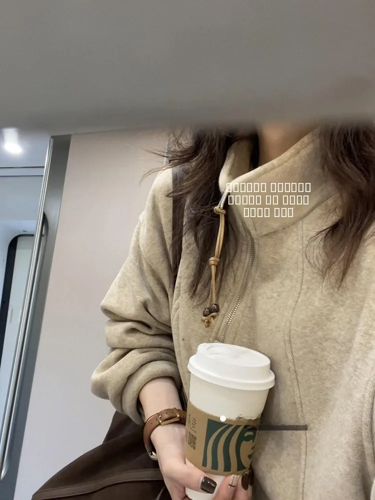 

Толстовка с воротником-молнией в стиле ретро Oaeal, женская свободная верхняя одежда премиум-класса, осенне-зимнее новое поступление