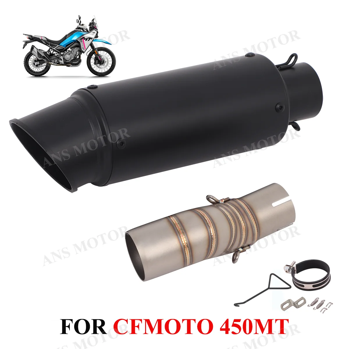 Slip On Per CFMOTO 450MT 2024 2025 Silenziatore Tubo Di Scarico Moto Modifica 450MT Scarico Fuga Moto In Acciaio