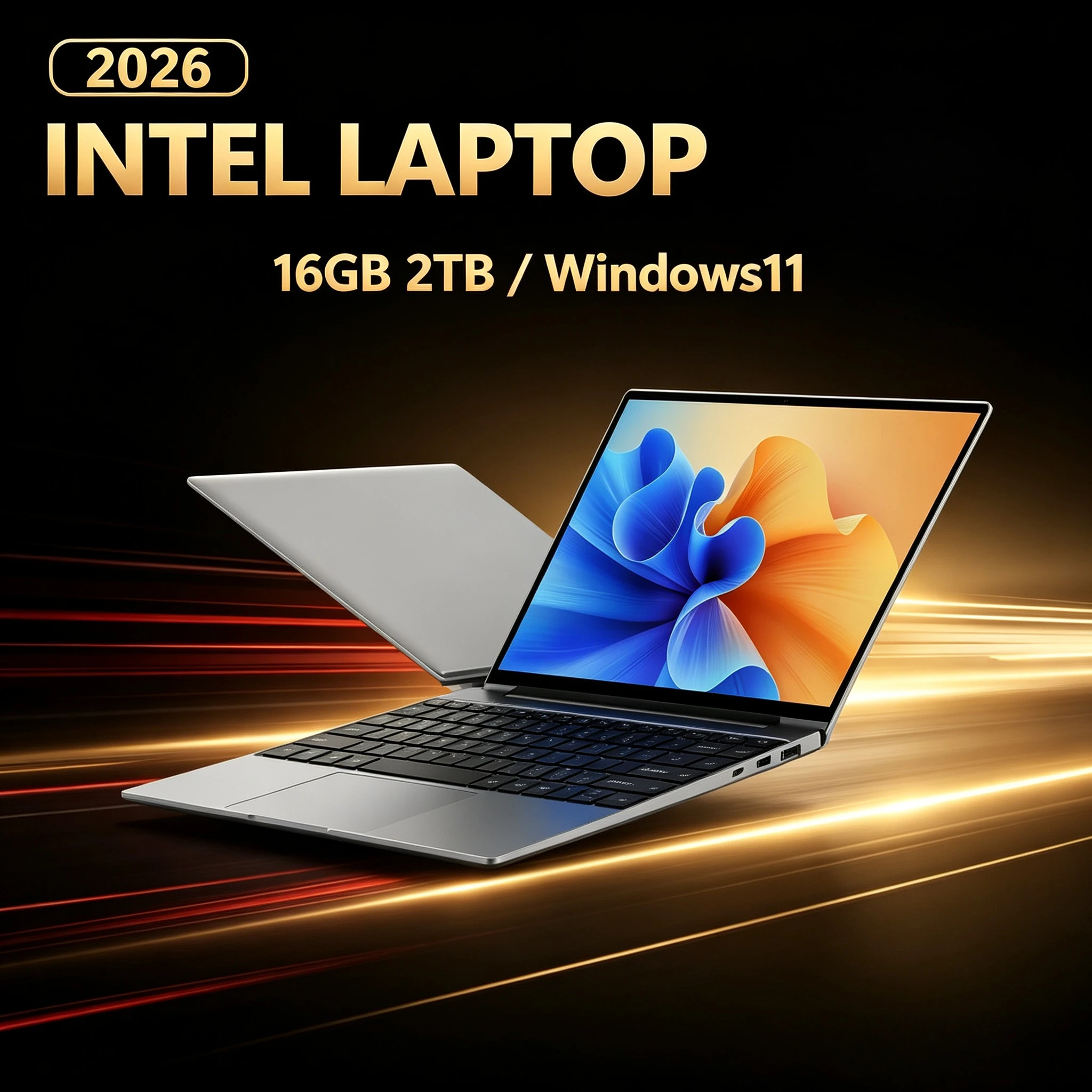 New Large-Screen 15.6Inch Laptop 32GB RAM 2TB SSD Intel 6500Y Office Windows11 Notebook 5000mAh Gamer PC