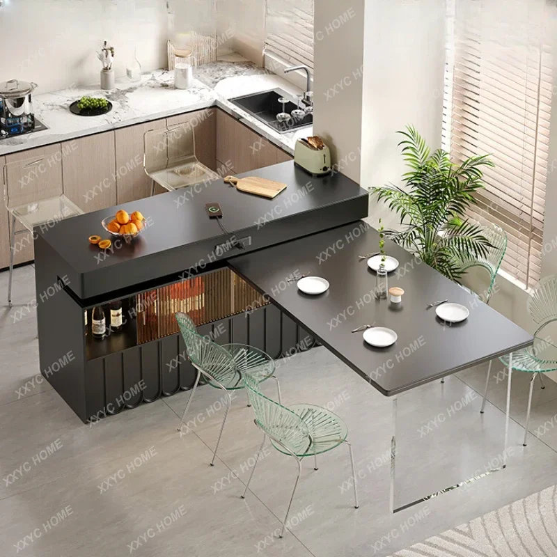 Suspension Kitchen Island Dining Table Integrated High-End Household Small Apartment French Kitchen Stone Plate Medium Kitchen