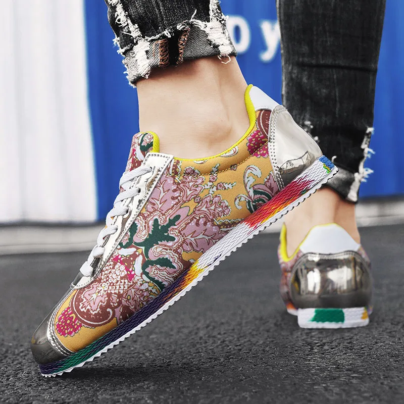 Fashion Printed Designer Sneakers For Men Luxury Yellow Men's Running Shoes Original Casual Lightweight Flat Jogging Shoes Man