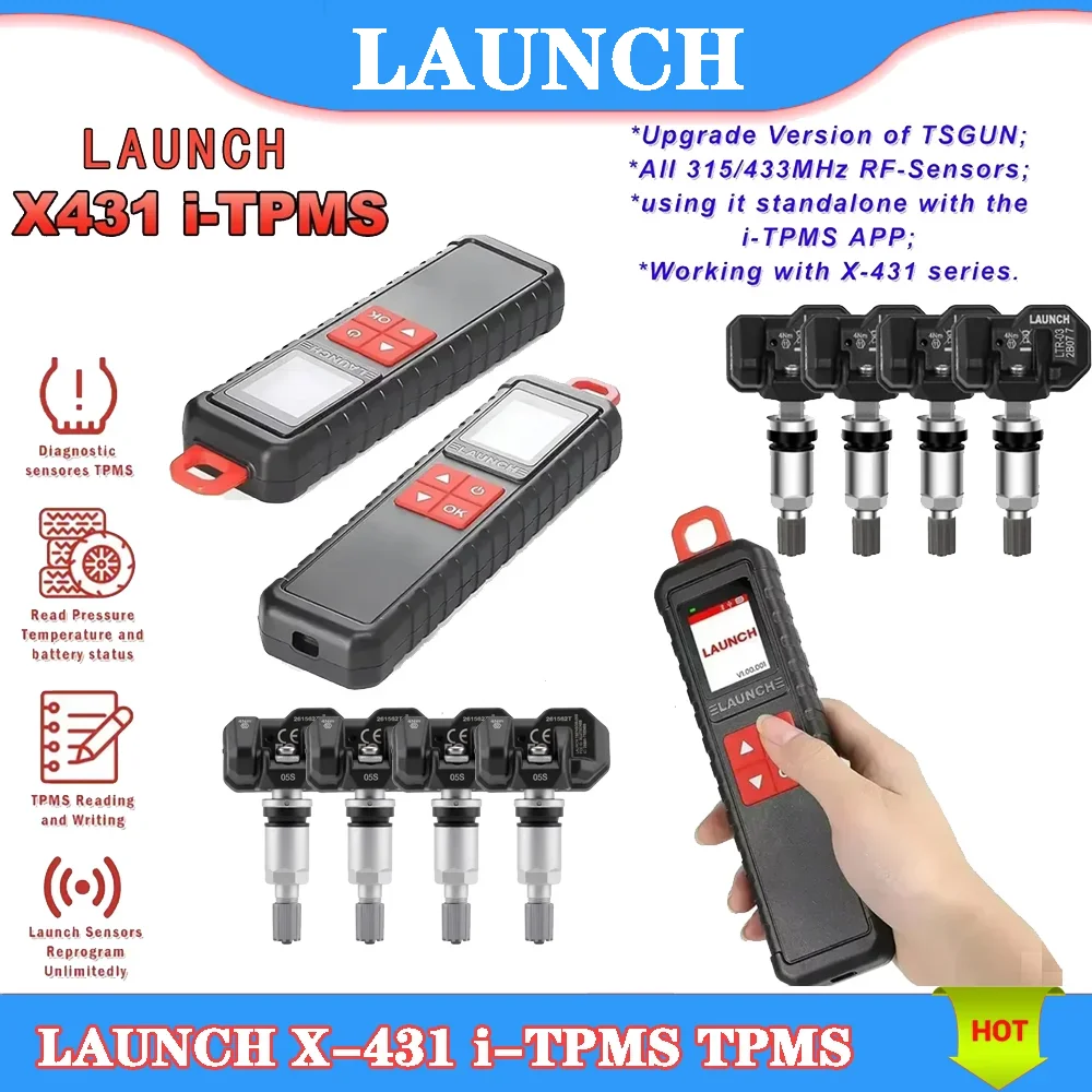 Launch X431 I-TPMS Tire Pressure Detector Tool, Relearn, Reset and Coding TPMS Sensors, Work with CRP123I/X/E 3.0, CRP919E/X, X4