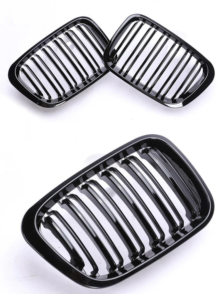Gloss Matte Black Carbon M Color Grille Grill Compatible with BMW 3 Series E46 320i 325i 328i 1998 1999 2000 2001 4 Door Sedan