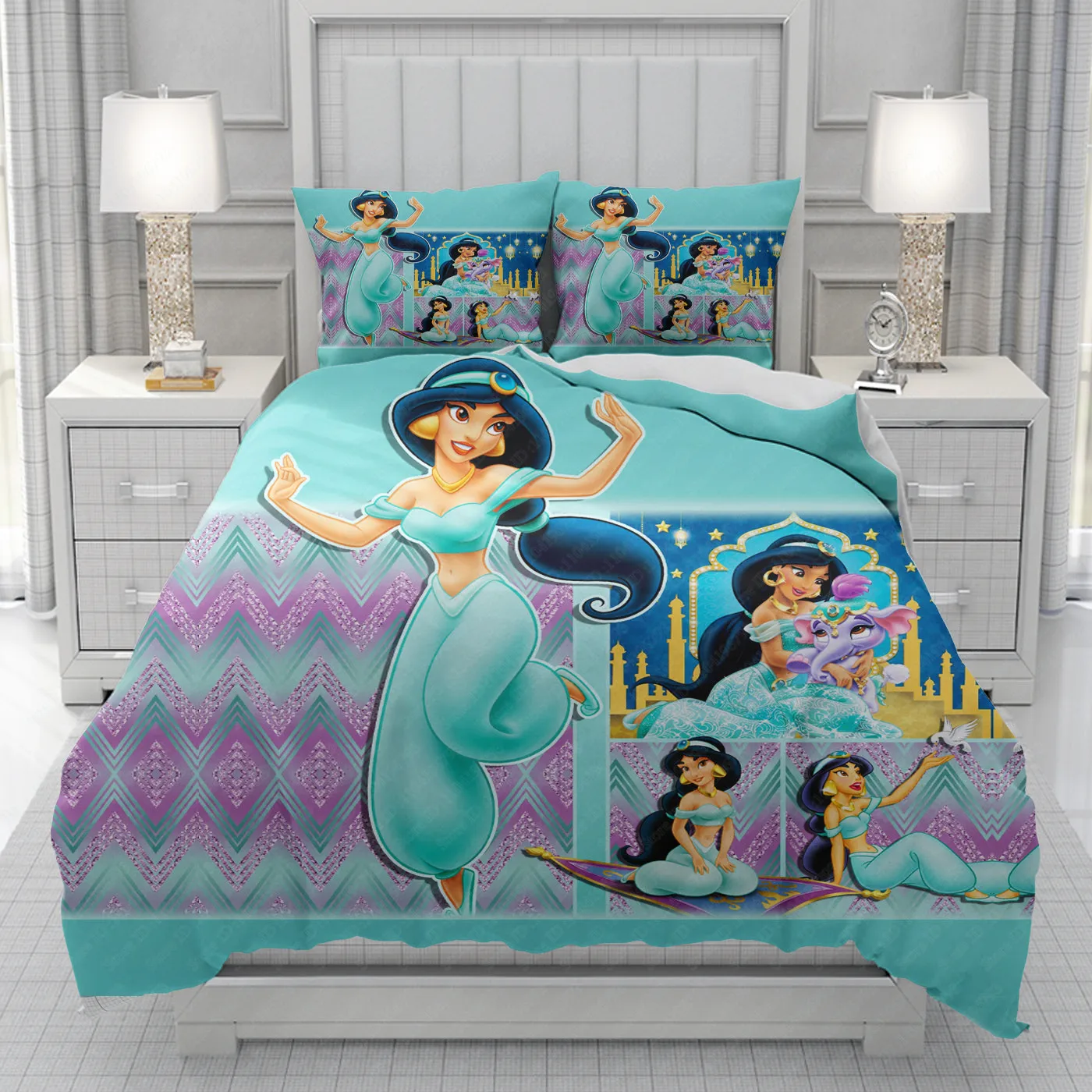 Jasmine Princess Disney Duvet Cover men women/Children KID Printing cartoon Bedding Set  Comforter Bed Soft Comfortable