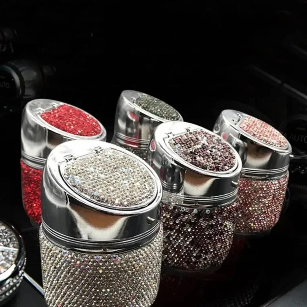 Car Car Bling Car Ashtray White Red Back Pink Diamond Metal Multi-Purpose Universal Supplies Home Use