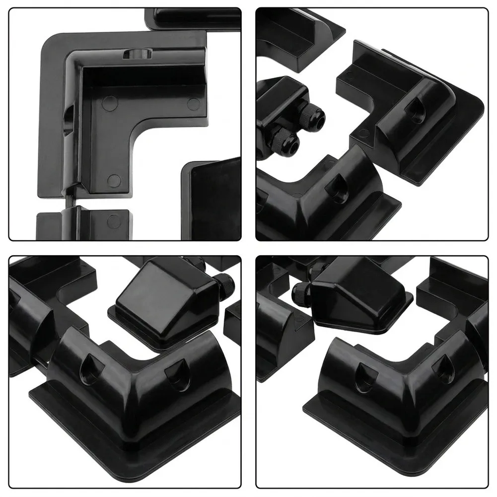 1set Solar Panel Mounting Bracket UV-resistant ABS Corner Brackets With Junction Box For RVs Boats Rooftops Caravans