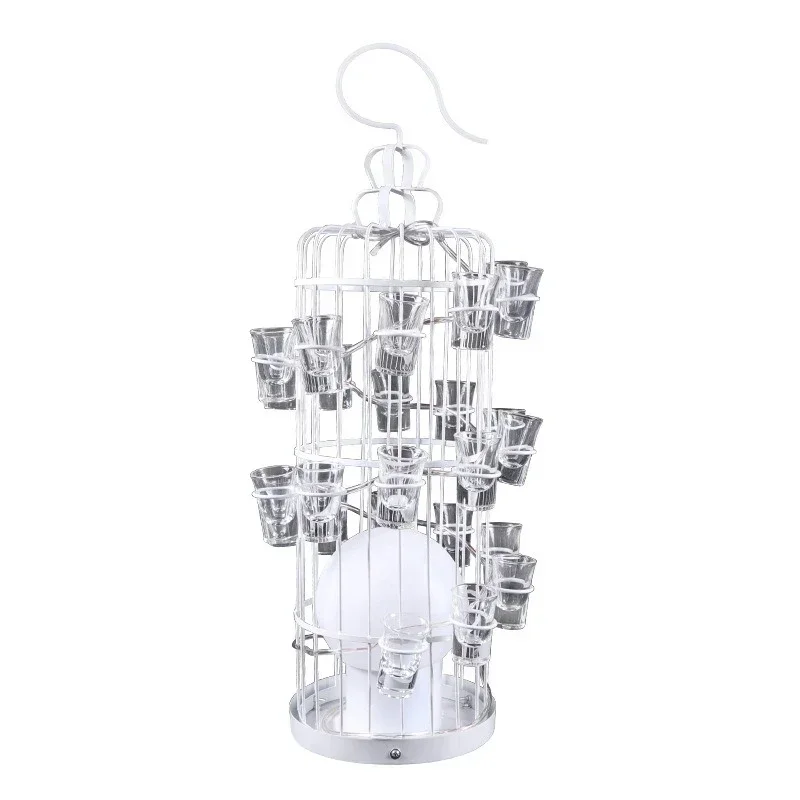 Bar luminous cocktail rack led bullet glass foreign wine champagne one cup holder ktv birdcage white cup holder