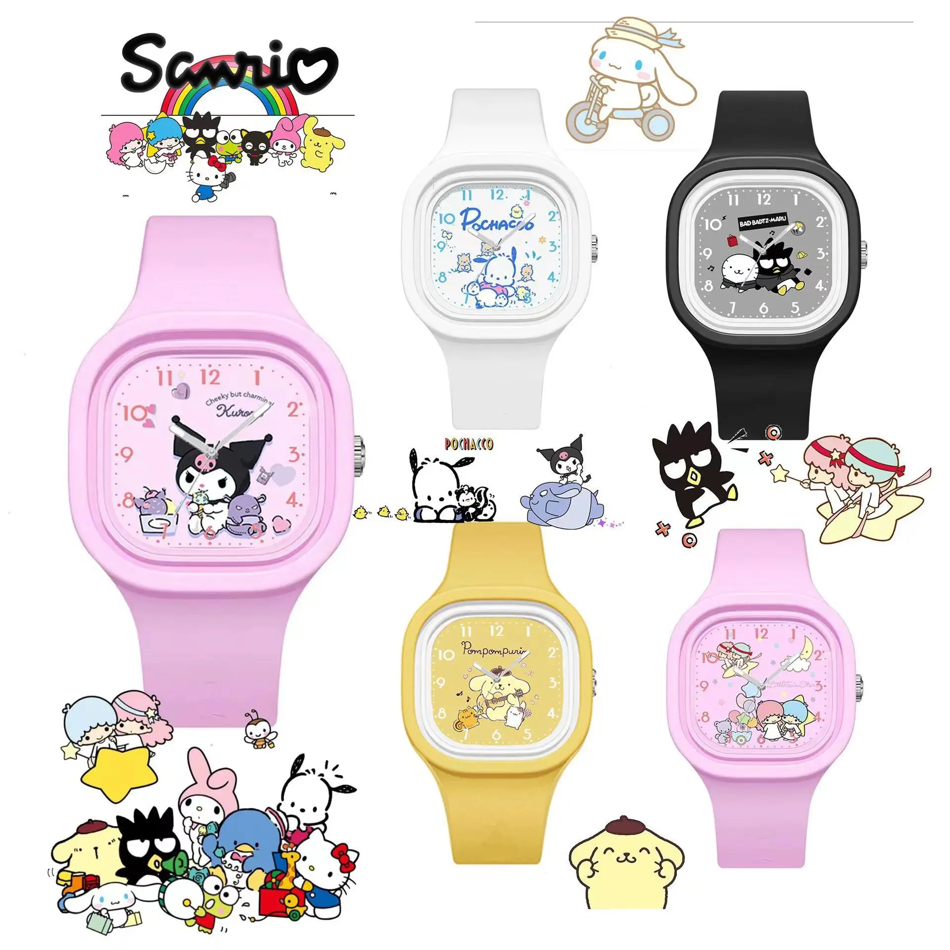 Sanrio Hello Kittle Girls Watches for Women Cute Anime Kuromi Melody Kawaii Children Clock Toys Accessories Birthday Present