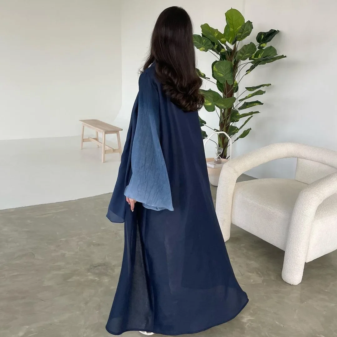 Chiffon Open Front Abaya Dubai Luxury Muslim Flare Sleeve Abayas for Women Turkey Islamic Morocco Kaftan Cardigan Dress Jalabiya