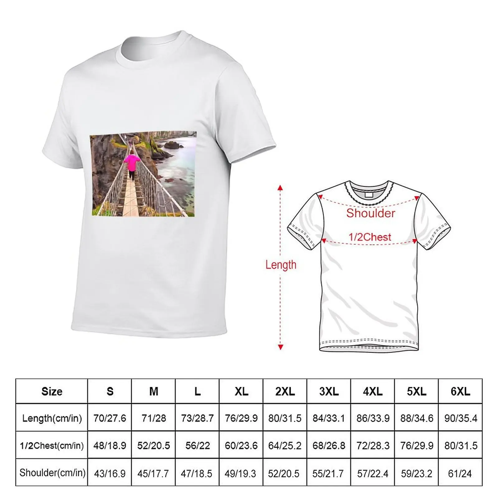 Carrick-a-rede rope bridge, Ireland. (Painting) T-Shirt street wear vintage anime shirt Men's t-shirt