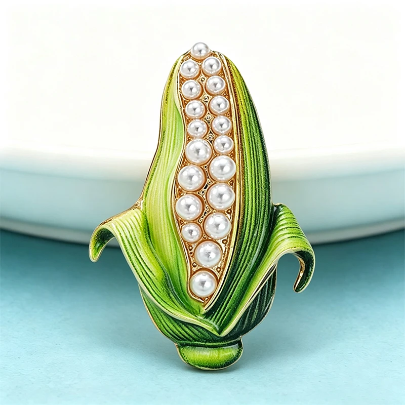 Lovely Pearl Corn Brooches For Women Unisex Beautiful Grain Plants Party Office Brooch Pin Gifts