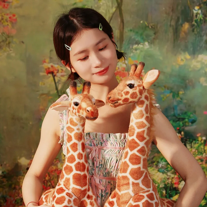 60~120cm 스탠딩 기린 인형 봉제 장난감 부드러운 숲 초원 야생 동물 실제처럼 환상적인 홈 데코 선물