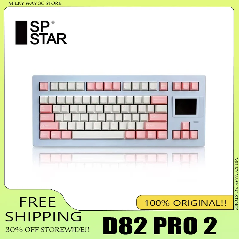 

Sp-Star D82 Pro Three Mode Smart Screen Mechanical Keyboard Rgb Hot-Swap Gasket Wireless Bluetooth Gaming Keyboard Pc Man Gifts