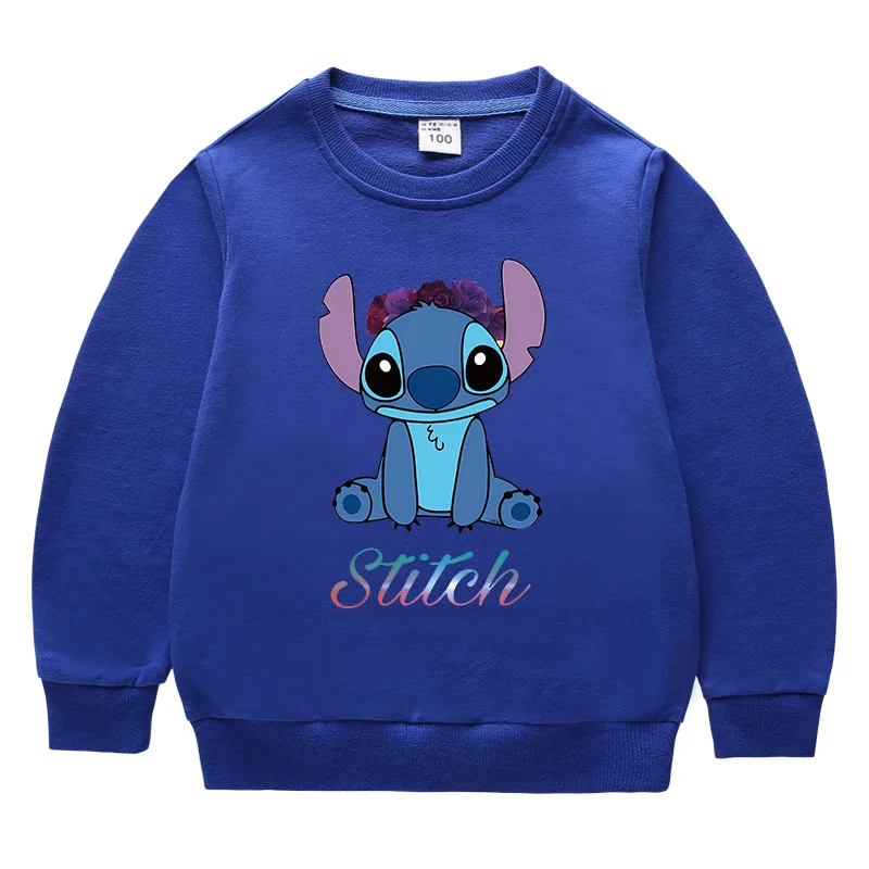 

MINISO Disney Stitch 2023 весна-осень мультяшная Корейская версия новая одежда свитшот с круглым вырезом детский топ с длинным рукавом