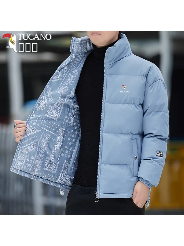 توكانو 2025 الخريف الشتاء Thiened الدافئة الوقوف طوق أسفل القطن Jaet الرجال مزدوجة الوجهين ارتداء الشباب ملابس قطنية