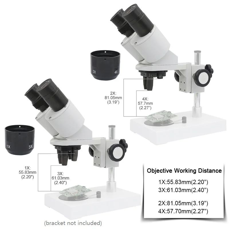 Imagem -05 - Acessórios Industriais Estereofônicos Binoculares do Microscópio da Cabeça 10x 20x 30x 40x do Microscópio 10x Ocular Lentes Objetivas de 1x de 2x 3x 4x