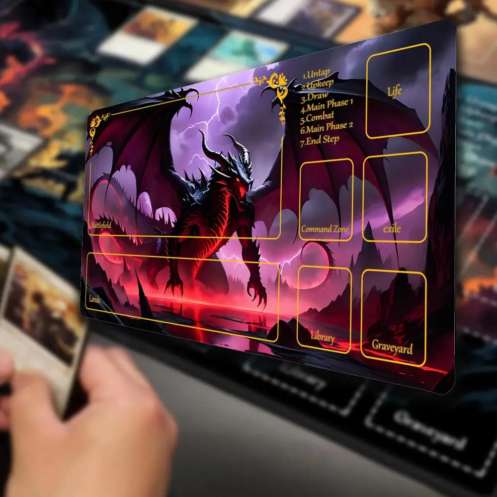 Playmat TCG Playmat Dragon Podkładka pod mysz Antypoślizgowa Wytrzymała Obszyte krawędzie 35X60CM Mata na biurko Tapete Magic — zdjęcie produktu 4