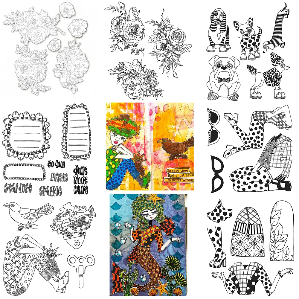 Abstraktes Thema, Blumen, klare Stempel für DIY-Handwerk, Karten, Fotoalbum, Scrapbooking, Dekoration, transparente Stempel