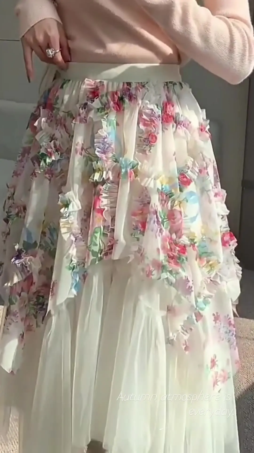 

American Irregular Splicing Printed Yarn Skirt Colorful Cake Skirt Mesh Fluffy Skirt Fashion Fresh Umbrella Skirt Summer New