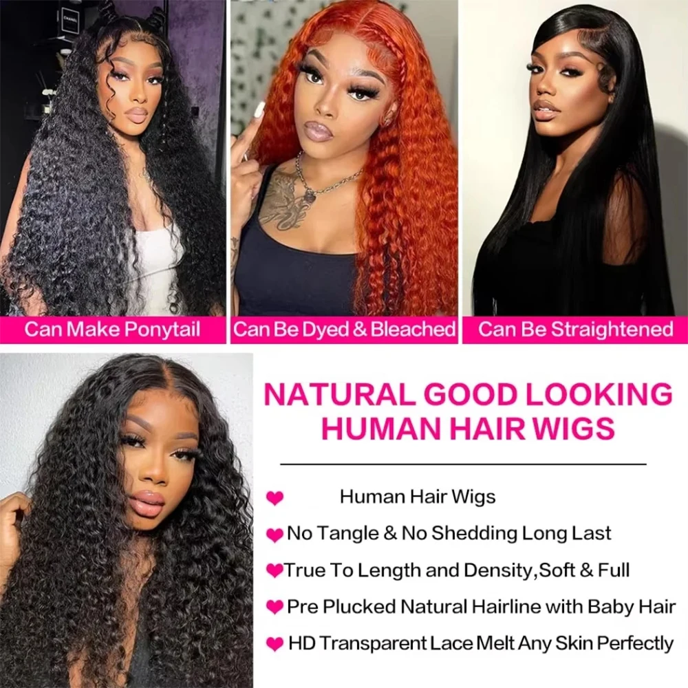 250% Density 13x4 13x6 Hd Lace Frontal Wigs Brazilian 38 Inch Deep Wave Human Hair 5x5 Lace Front Wig For Women Pre plucked image 6