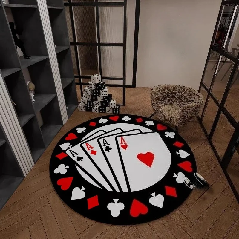 ALL IN Magic - Alfombras redondas con estampado de cartas de póquer, alfombra antideslizante para sala de estar, dormitorio, baño, decoración de casa de vacaciones