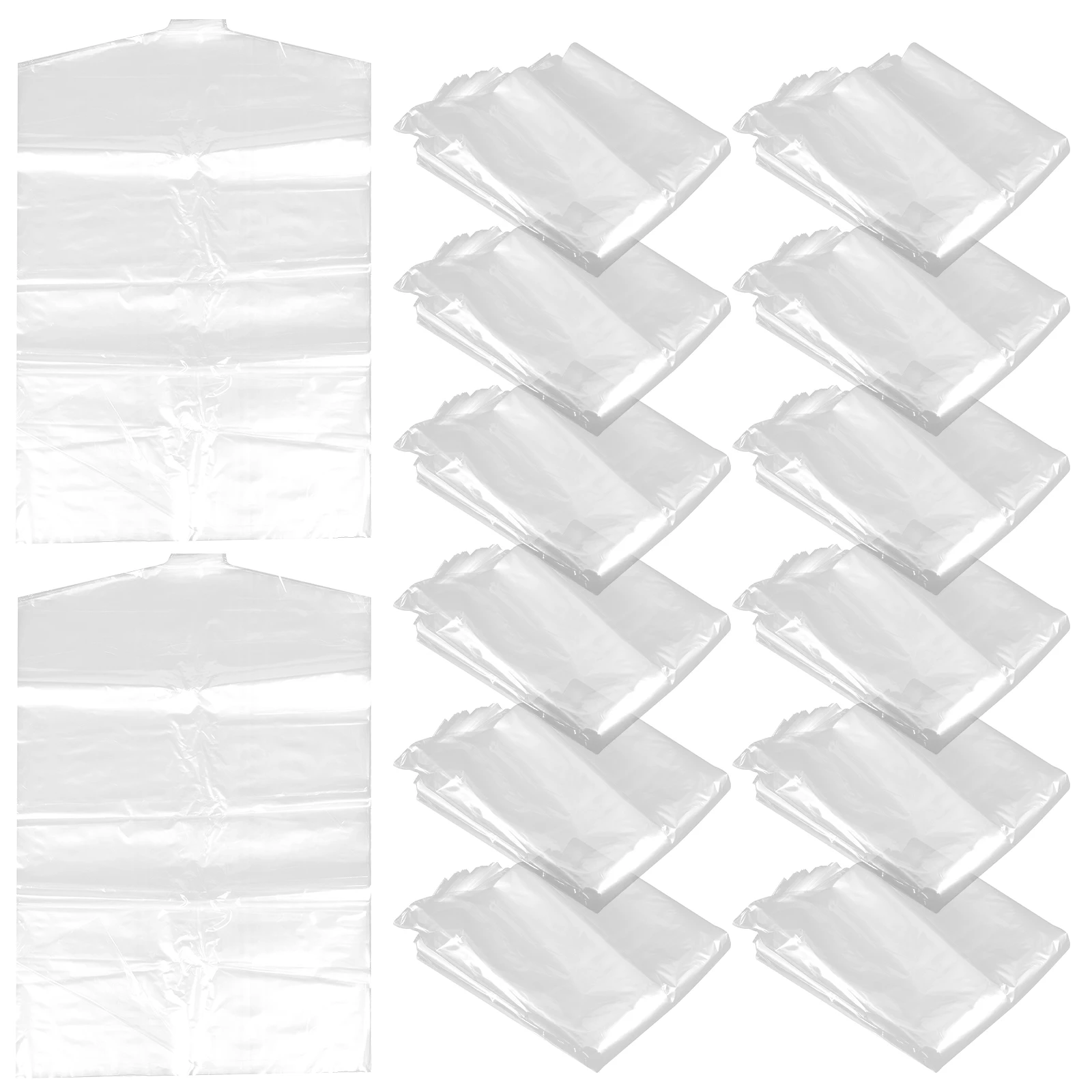 

50pcs Kids' Garment Covers Transparent Clothing Dust Bags Space Saver Coats Dresses Storage Hanger Hole Reusable Light Organizer