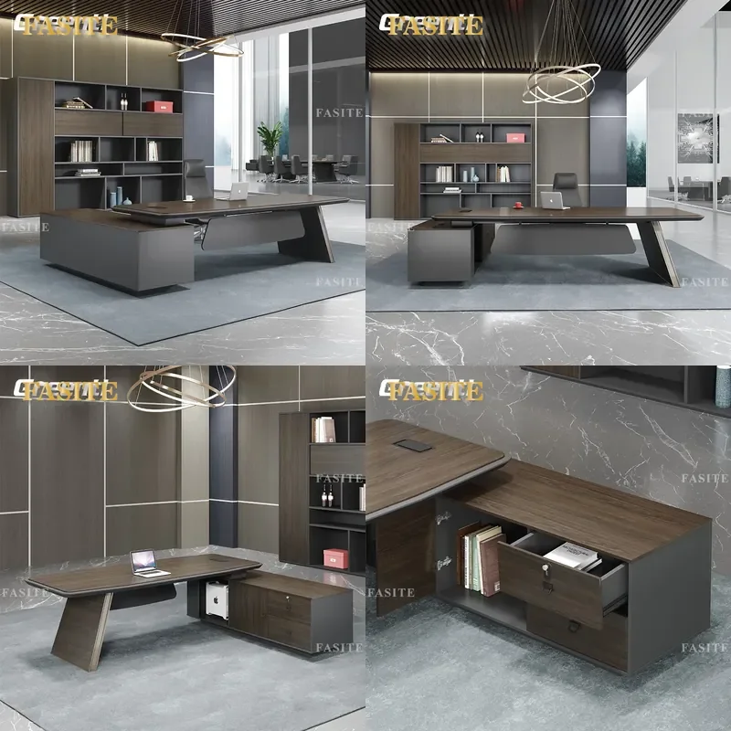 For Light Luxury Modern Office Desk Simple President Table Supervisor Manager Workstation with Chair Combination Executive