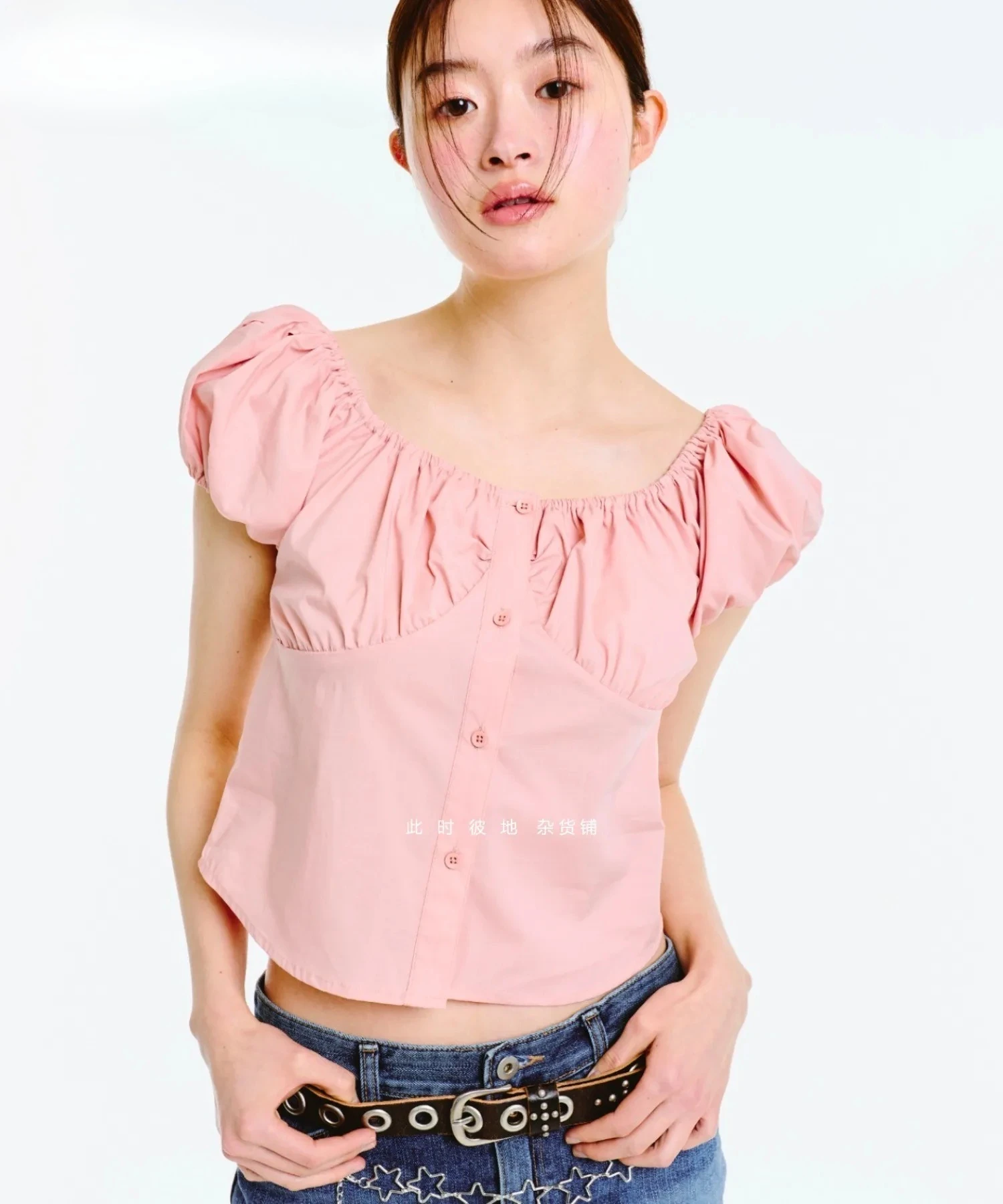 

Summer Women's Tops Sweet and Cute Puff Short Sleeve Top Girl Pleated Casual Shirt Japanese Style Elegant Blouses Femme