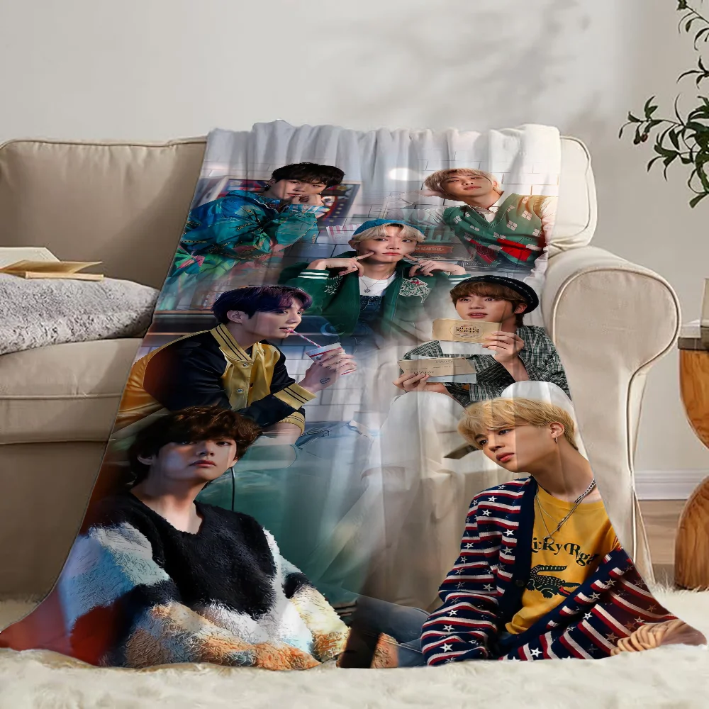 Picnic Blanket King Size BTS Thin Wadding Blanket for Sofas Warm Blankets for Cold Fluffy Soft Blankets Sofa Decoration Cobija