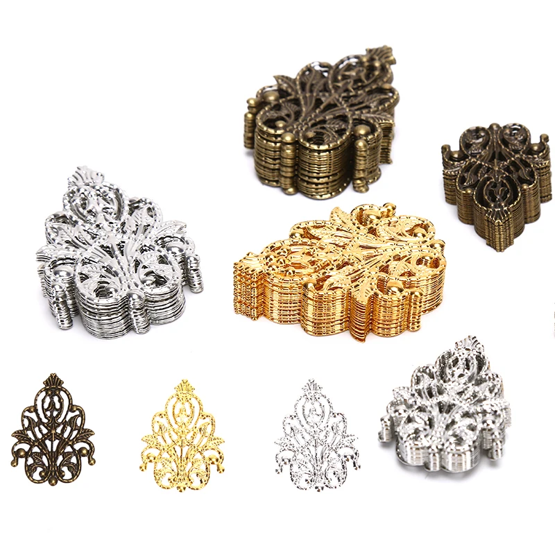 20 pièces de décorations creuses en filigrane assorties pour loisirs créatifs, accessoires de bijouterie