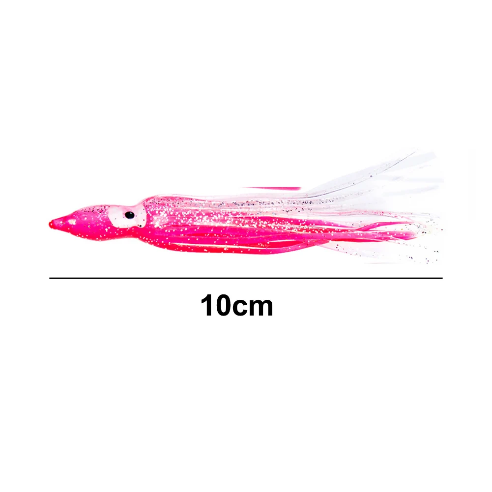 Señuelo de pesca de pulpo suave, cebo Artificial de faldas de calamar, cebos luminosos, 12cm, 10 unidades por lote