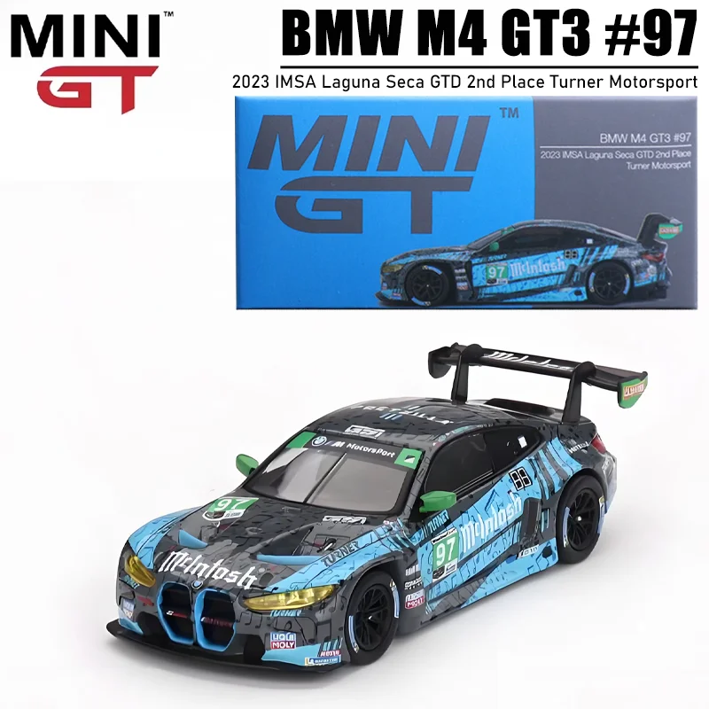 

MINIGT Scale 1/64 BMW M4 GT3 #97 2023 IMSA Laguna Seca GTD 2nd Place Turner Motorsport Alloy Toy Diecast Metal Model Gift