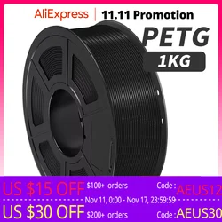 SUNLU PETG 3D Filament 1KG 1.75MM Good Toughness Excellent Acid Alkali Weather Resistance Nice Adhesion Odorless Brignt Color