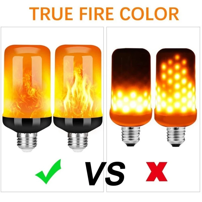 4 Modes Flame Effect Decorative Bulb LED Dynamic Flame Blue Light E27 Creative Corn Bulb Flame simulation effect Night light